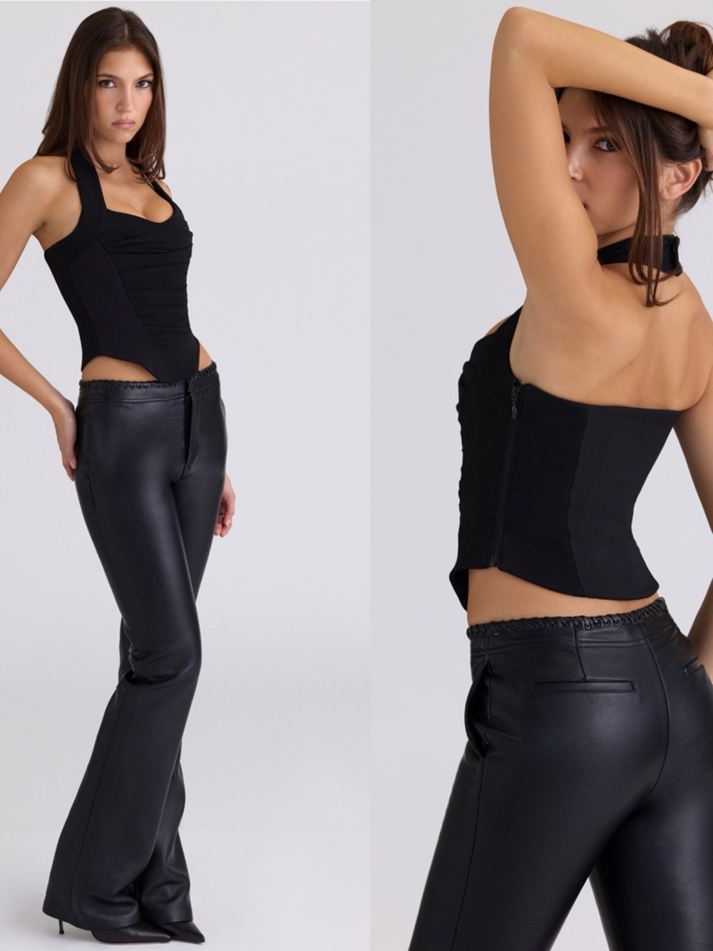 House of CB Sahar Black Sculpting Halter Neck Corset Top Size XS $145